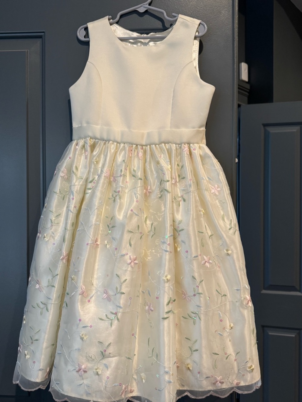 American Princess Ivory Floral Embroidered Party Dress